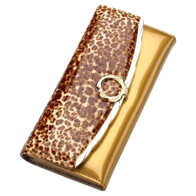 

Women's bag 2018 new Europe and the United States wild tide paint leather wallet women's long leopard wallet