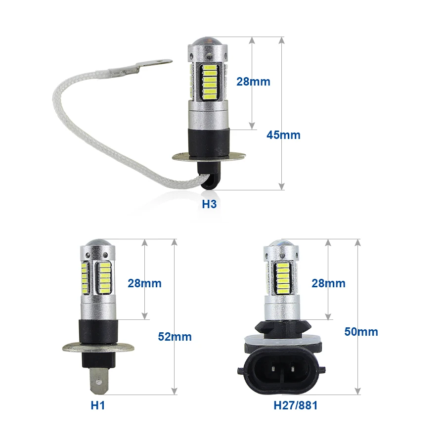 2 шт. сменные светодиодные лампы 30 SMD 4014 H3 для противотуманных фар дневных ходовых