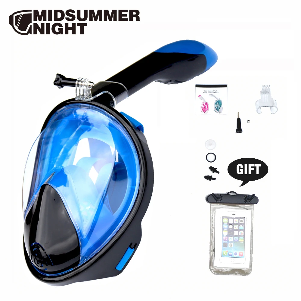 Discount  2019 New Underwater Anti Fog Anti Leak Diving Mask Snorkel Full Face Scuba Mask For Gopro Camera Wi