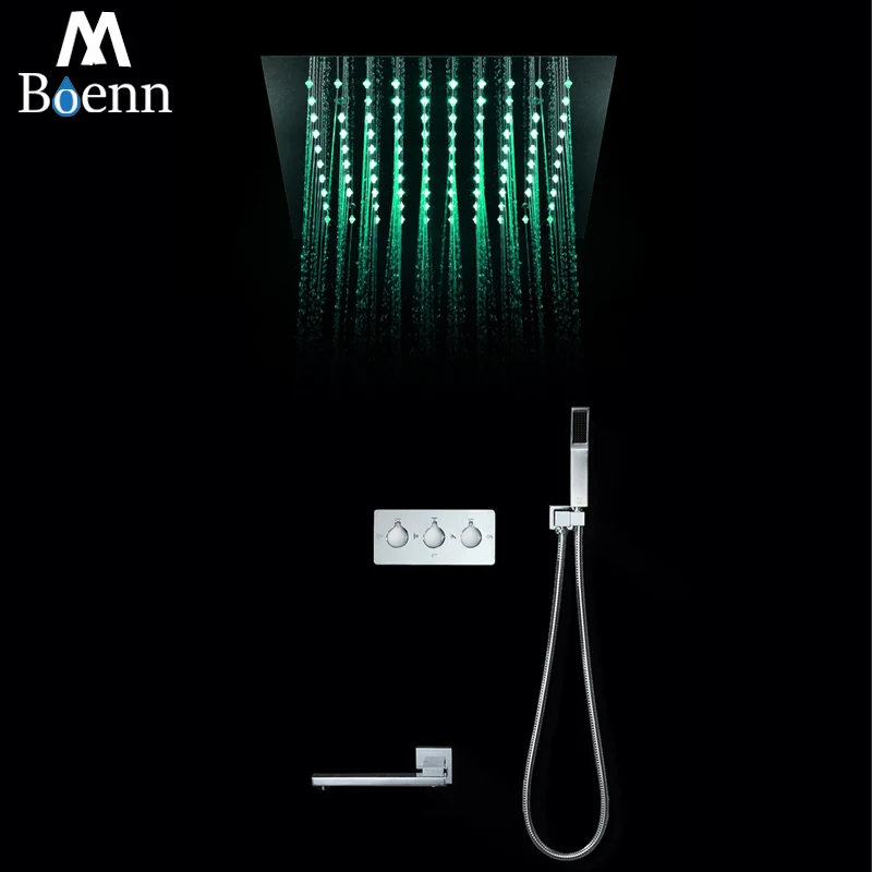 Contemporary Rainfall Shower Head Colorful LED Bathroom Shower Set Remote Control LED Light Rain Showers 30cm Embedded Ceiling Contemporary Rainfall Shower Head Colorful LED Bathroom Shower Set Remote Control LED Light Rain Showers 30cm Embedded Ceiling
