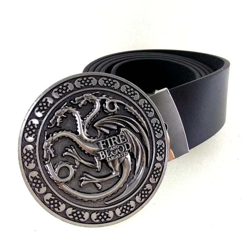 Game of Thrones leather belt men House Targaryen logo Fire and blood