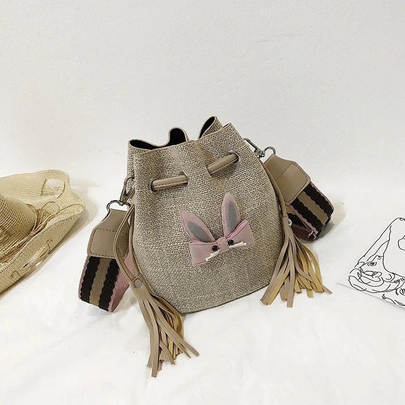 Милая модная Веревка Сумка-торба Женская мультяшная кроличья Наплечная Сумка на открытом воздухе Дорожная сумка Высокое качество, скидки