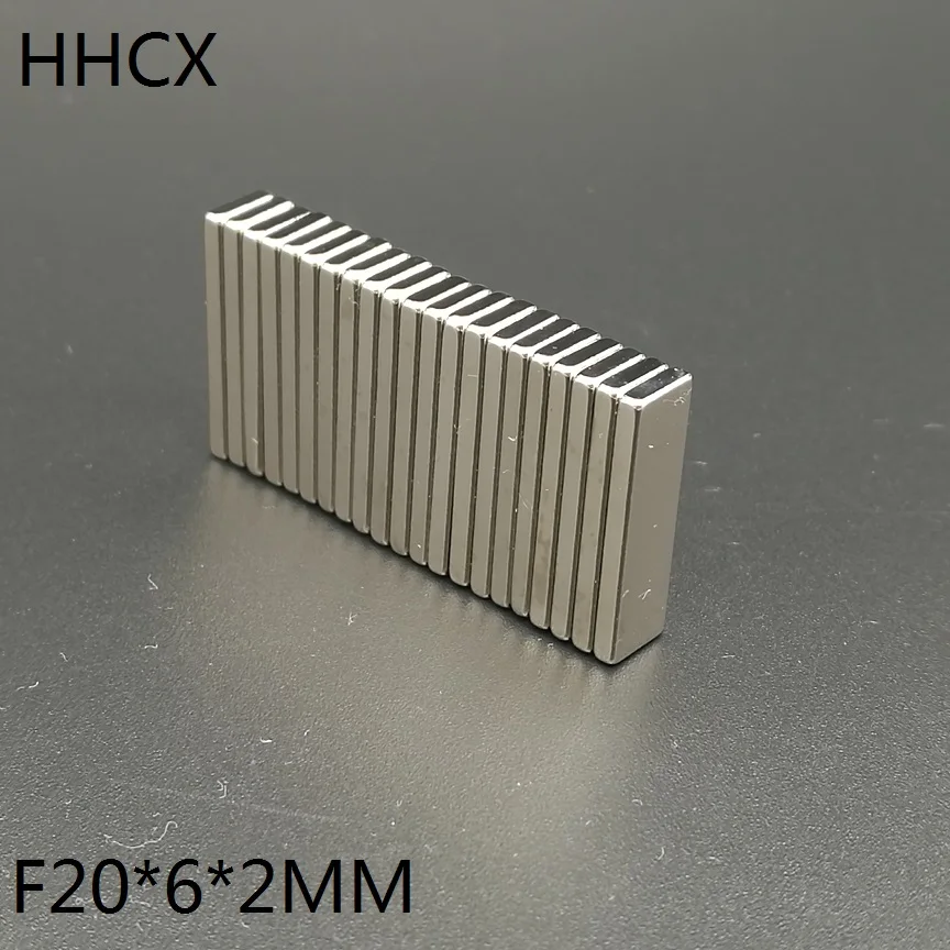 20 шт./лот F 20x6x2 мм N35 Сильный квадратный NdFeB редкоземельный магнит 20*6*2 мм неодимовые магниты 20 мм x 6 мм x 2 мм