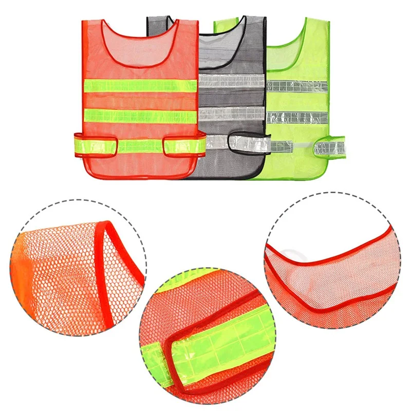 

1pc High Visibility Reflective Safety Vest Reflective Vest Multi Pockets Workwear Safety Waistcoat Drop Shipping