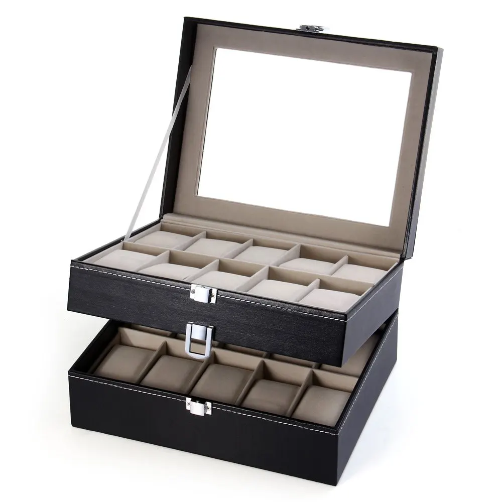 Prix pour PU En Cuir 20 Grilles Boîte de Montre de Vitrine de Bijoux De Stockage Organisateur, boîte De Montre élégante cadeaux Organisateur caja reloj Prix pour PU En Cuir 20 Grilles Boîte de Montre de Vitrine de Bijoux De Stockage Organisateur, boîte De Montre élégante cadeaux Organisateur caja reloj