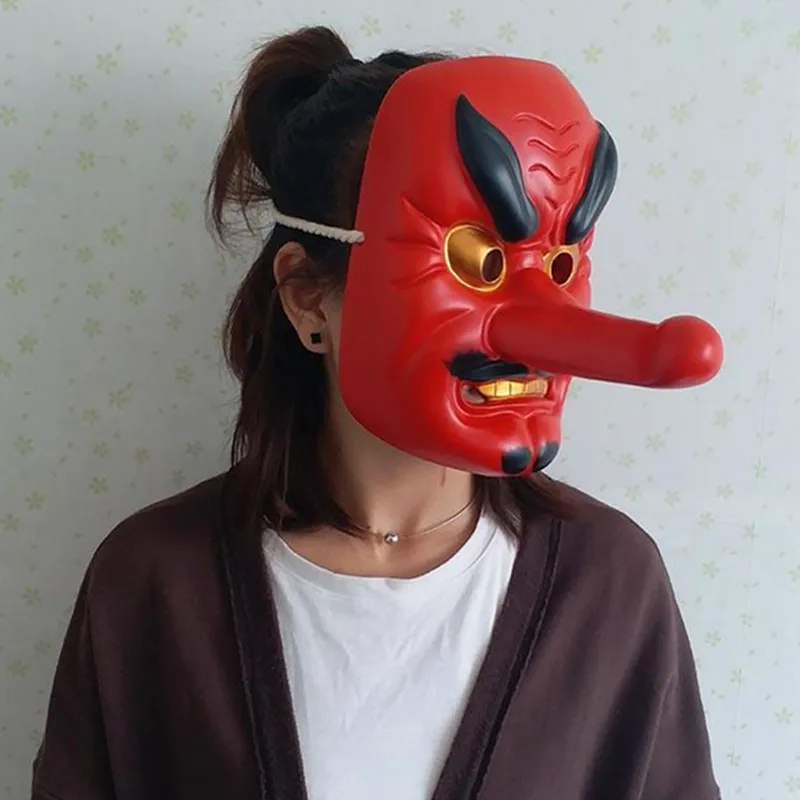 Японская Маска Кабуки из смолы праджна буддистская маска Noh Тэнгу для Хэллоуина