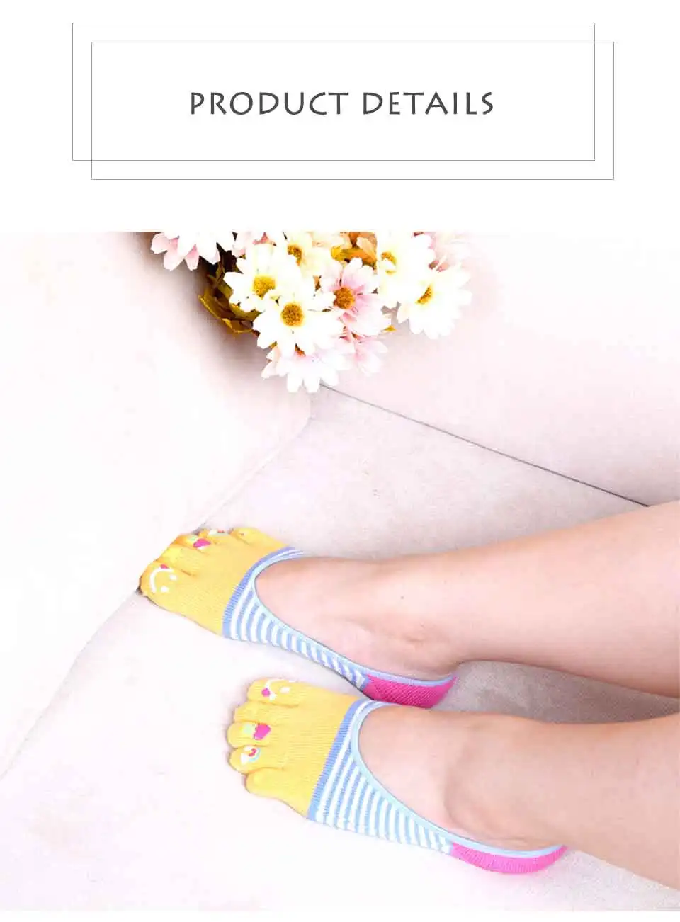 Spring And Summer Women's Cute Japanese Five-Finger Cartoon Smiley Thin Horizontal Tide Female Shallow Mouth Invisible Boat Sock (3)