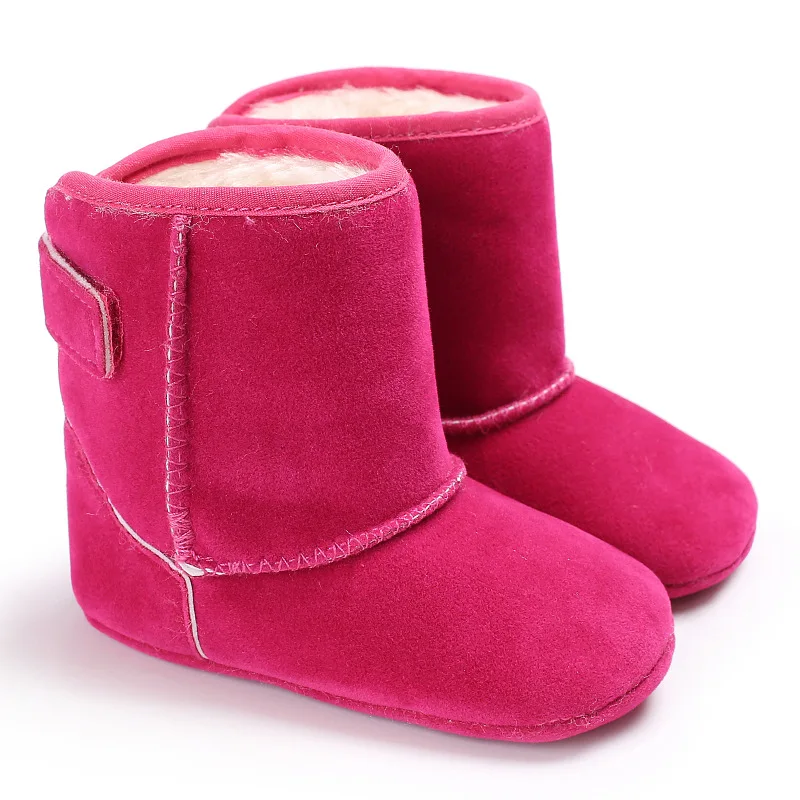 Зимние ботинки для новорожденных мальчиков и девочек 0-1 лет; теплые ботинки с бархатной нескользящей подошвой для малышей; ботинки; Рождественский подарок - Цвет: rose red