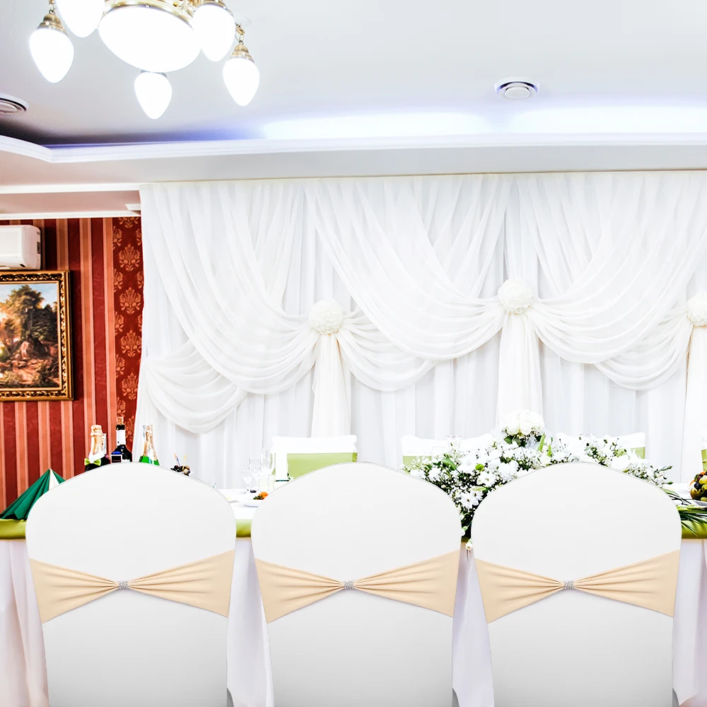 Chair Sashes Stretch Band Sash Bow Wedding Birthday Banquet Decor 50 pcs