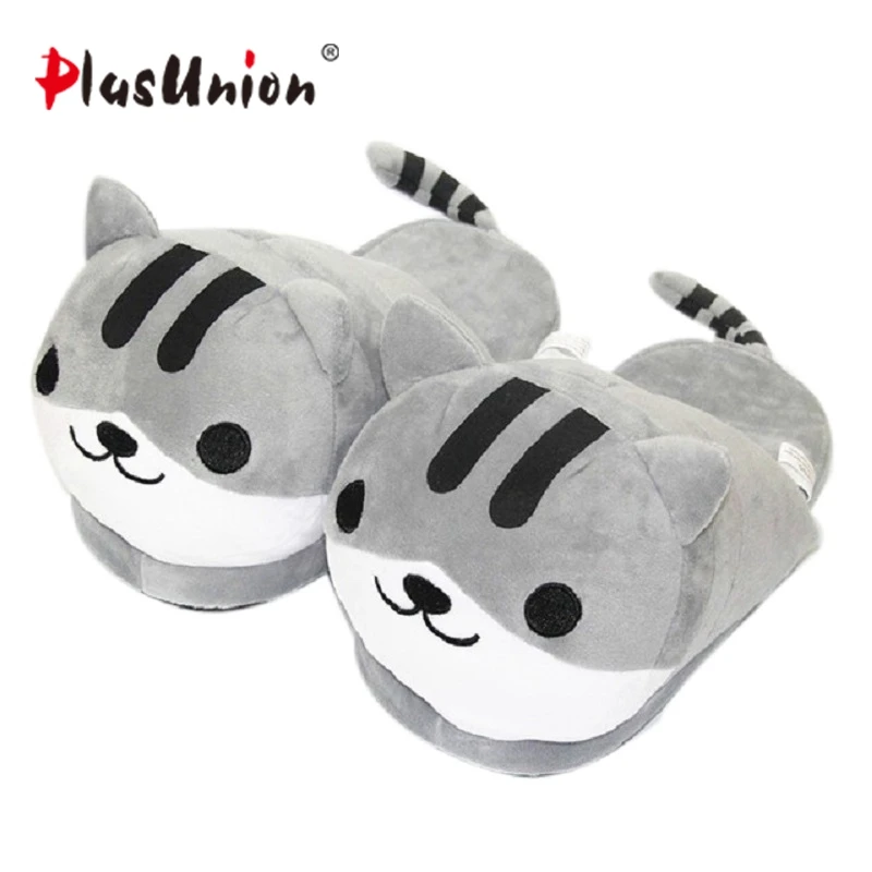 Achat Chat animal intérieur pantoufles fourrure adulte dessin animé maison femmes tigre doux pantoufle hommes hiver faux en peluche unisexe emoji chaussures