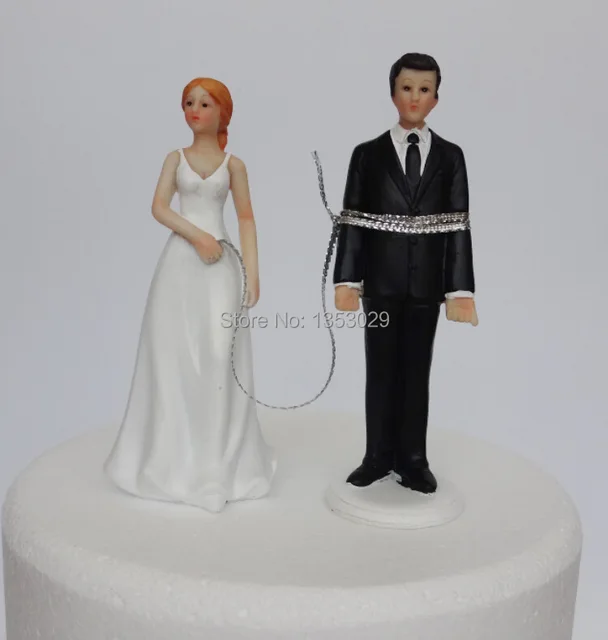 Funny Groom Bride Cake Topper Resin Crafts Wedding Couple Cake