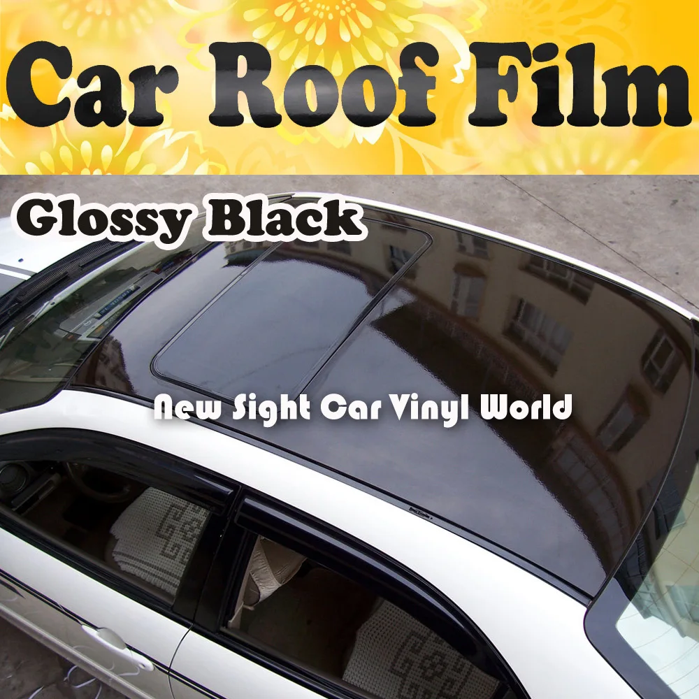 3 Layers Glossy Black Mirror Car Roof Film With Air Bubble For Vehicle