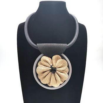 

YD&YDBZ 2019 New Short Collar Necklaces For Women Rubber Leather Necklace Yellow Flower Big Pendant Necklaces Jewelry Punk Style