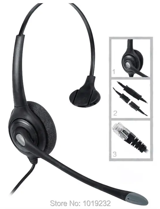 Buy RJ9 RJ11 call center headset with RJ9 plug ,QD