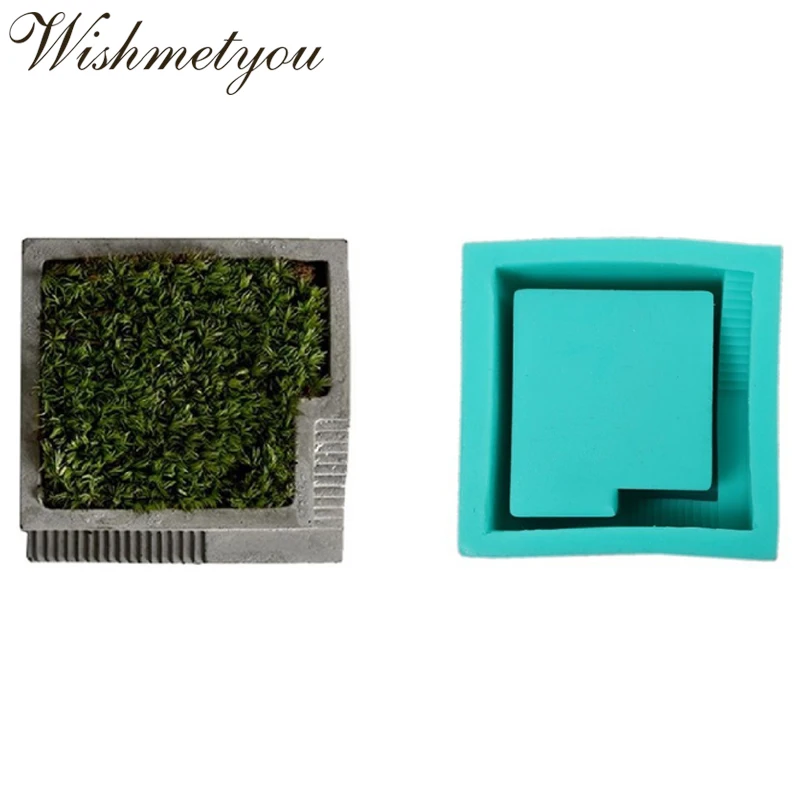 

WISHMETYOU Creative Concrete Pot Mold Cement Silicone Moulds For Diy Clay Plaster Office Plant Decor Home Square Geometric Molds