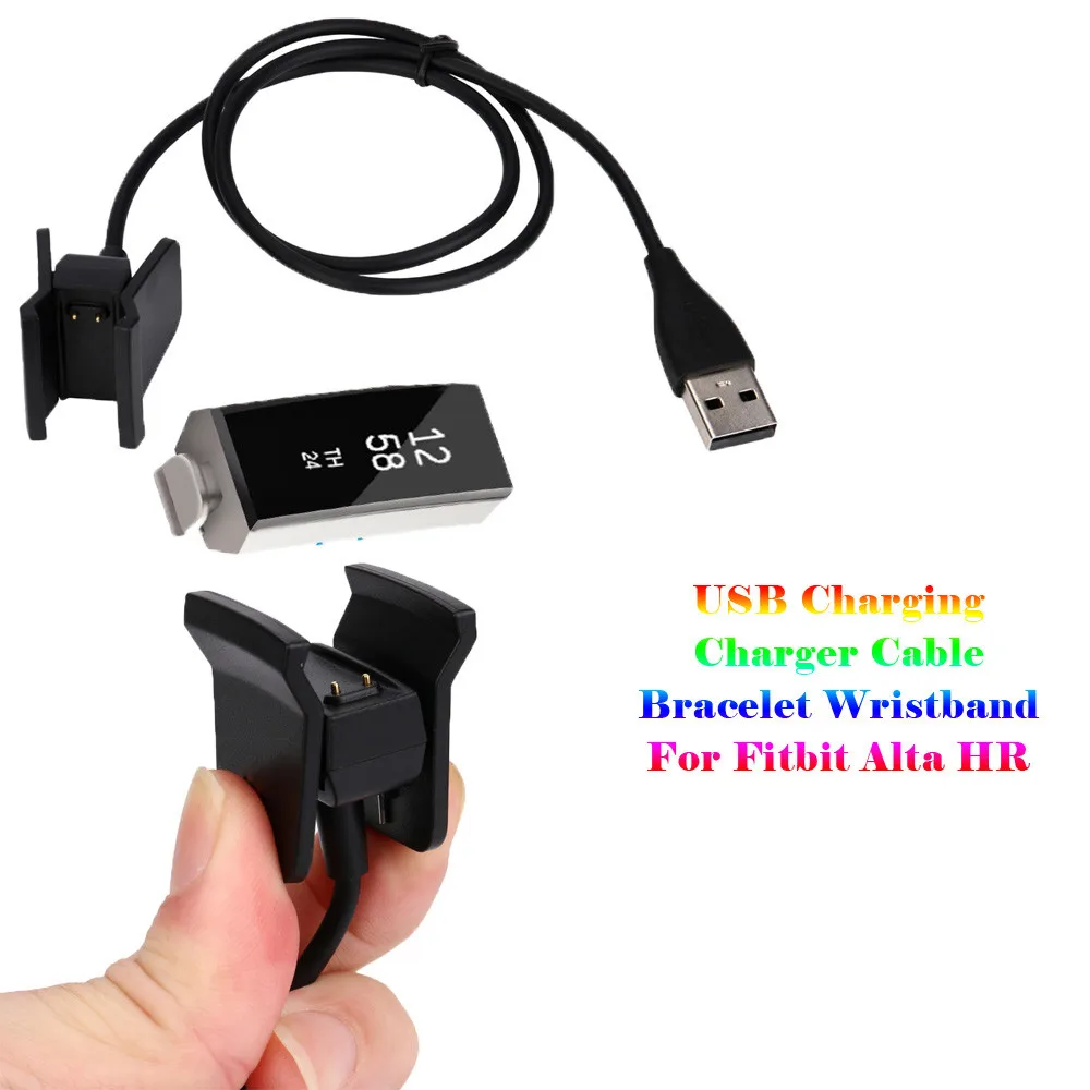 USB зарядное устройство зарядный кабель браслет для Fitbit Alta HR черный# BL1