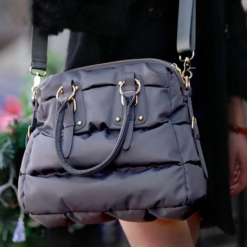 جديد المرأة حمل حقيبة الفضاء القطن حقائب سيدة الشتاء الخريف عارضة Crossbody أكياس أسفل ريشة بالة الأعلى مقبض حقيبة bolsas فام