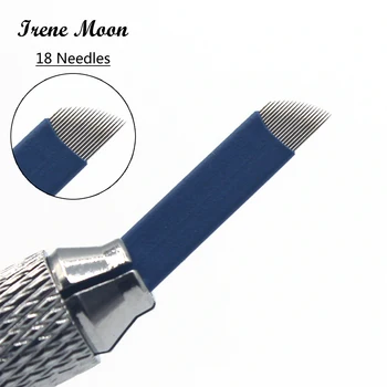 10PCS Eyebrow Tattoo Permanent Makeup 18 Pin Bevel Blade Needles Microblading 3D Eyebrow Embroidery Needle
