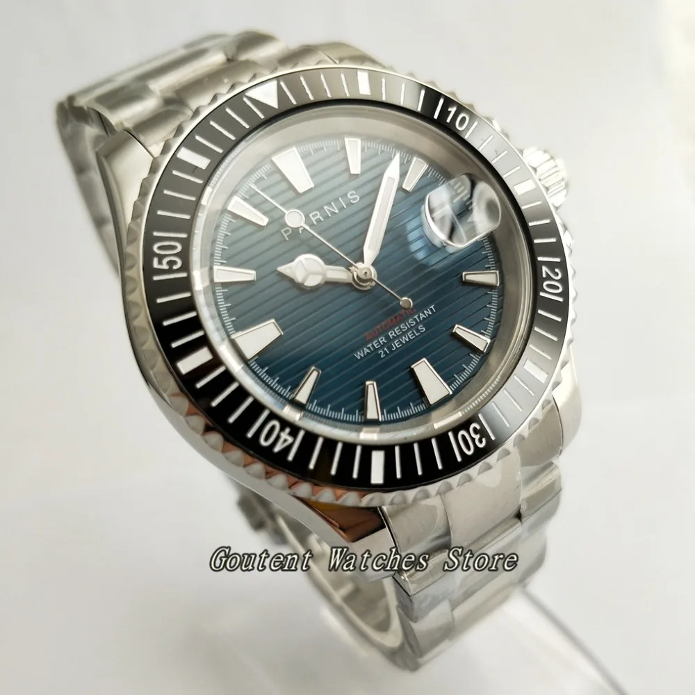 

41mm Parnis SS. Case Sapphire Glass Deep Blue Dial Automatic Watch