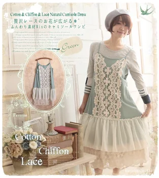 

spring Summer Forest Japanese harajuku cotton lace patchwork women dress haeajuku hippie boho cute sweet bohemia lolita linen