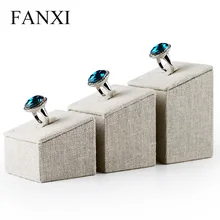 Free shipping custom jewelry ring holder display made of linen fabric stand for jewelry counter ring stand creamy white 3pcs/set