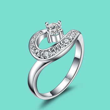 

Women's 925 sterling silver ring noble White zircon inlaid design lady charm rings Solid silver jewelry The anniversary gift