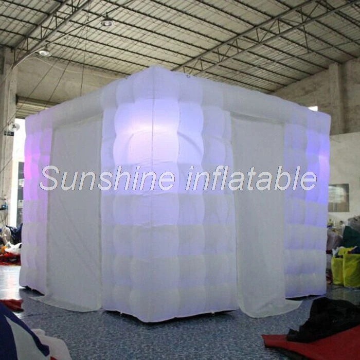 3mLx3mWx2.4mH white cube inflatable photo booth inflatable led tent