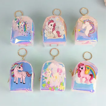 

New Cartoon Mini Schoolbag Coin Wallet Cute Unicorn Coin Purse Girl Kids Children Coins Pouch Gift Women Storage Bg Pochette