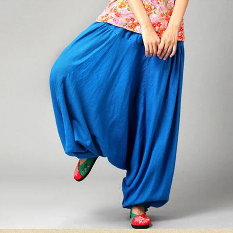 

New Womens Gypsy Hippie Aladdin Harem Drop Low Crotch Boho Baggy Wide Leg Dancing Trousers Loose Casual Pantskirt Bloomers Pants