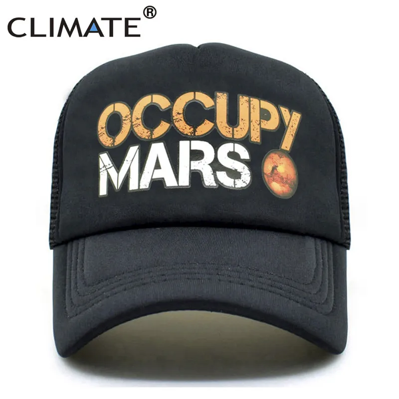 

CLIMATE OCCUPY MARS Trucker Caps Expanse Rocket Mars Men Cap Men Hat Outer Space Musk Summer Baseball Hip Hop Caps Hat Men