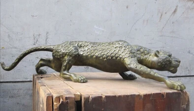 WBY+++ free shipping 28&quotChinese Folk Classical bronze handwork carved Leopard wild animal statue | Дом и сад