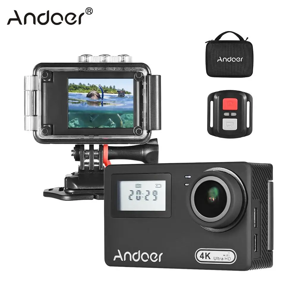 

Andoer AN300 Action Camera 4K WiFi 16MP Sports Cam Novatek 96660 Waterproof w/Remote Control Case Support Time Lapse Slow Motion