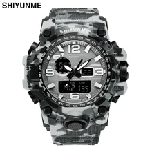 SHIYUNME G стиль Мужские спортивные часы хронограф военные цифровые наручные часы камуфляж ударопрочный Montre Homme Erkek Saat