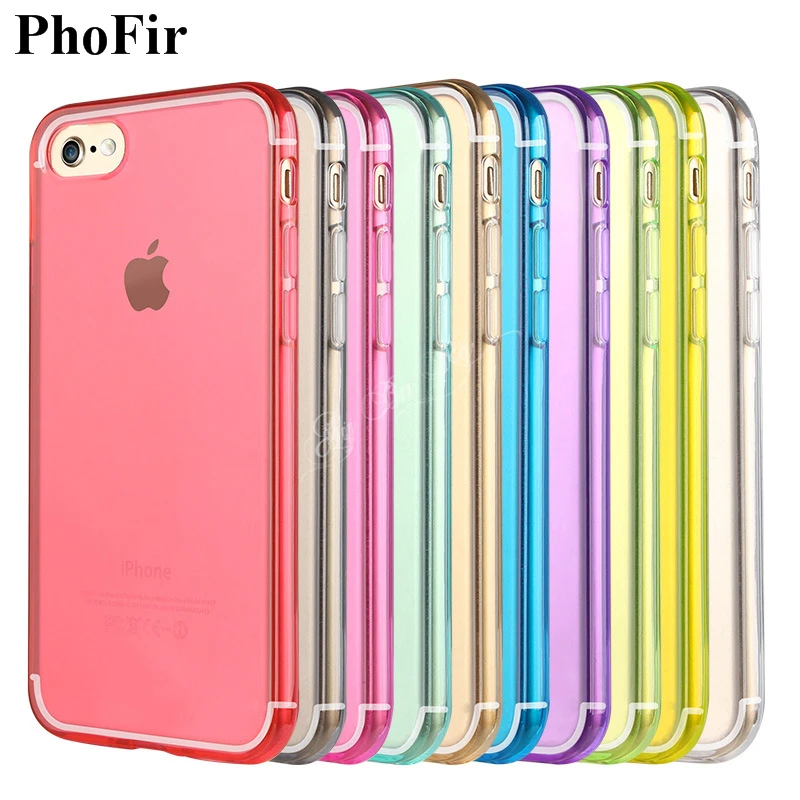 

Ultra-thin Soft TPU Back Cover Cases for Iphone 7 7S Plus Slim Phone bags Transparent Black Blue Green Rose Purple Yellow