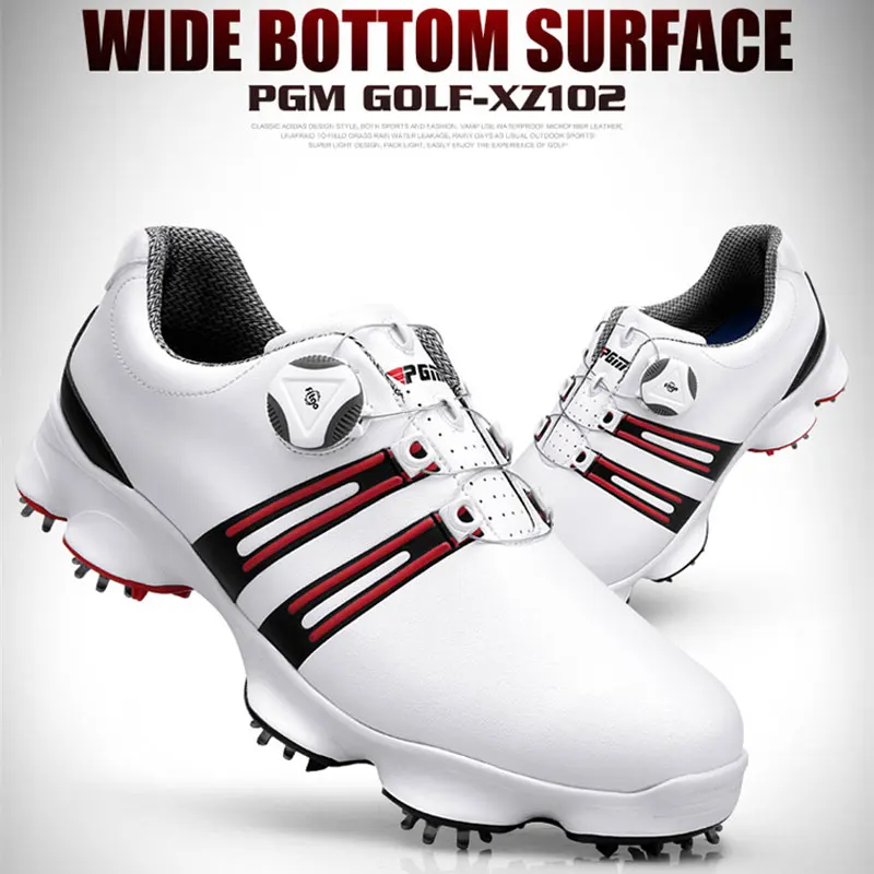 

Pgm Patent Golf Shoes Mens Leather Waterproof Sneakers Activities Nail Automatic Revolving Spikes Breatheble Golf Shoes D0471