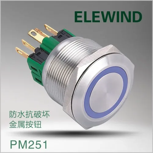 

ELEWIND 25mm Stainless steel Ring illuminated Momentary push button switch(PM251F-22E/B/12V/S)