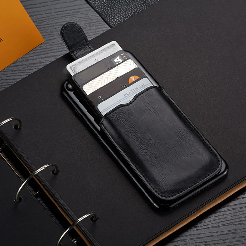 

Unisex Pouch Portable Stick-on PU Leather Multifunctional Adhesive Wallet Storage Shopping Case Card Holder Phone Back Fashion