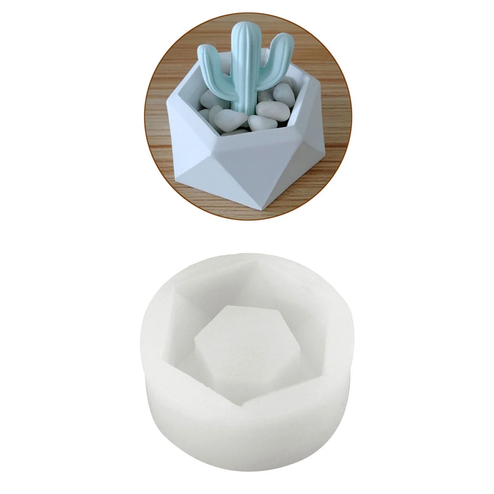 3D Hexagon Flower Pot Mould Silicone Molds DIY Garden Planter Concrete Vase Soap Mould 9*8.6*3.8cm