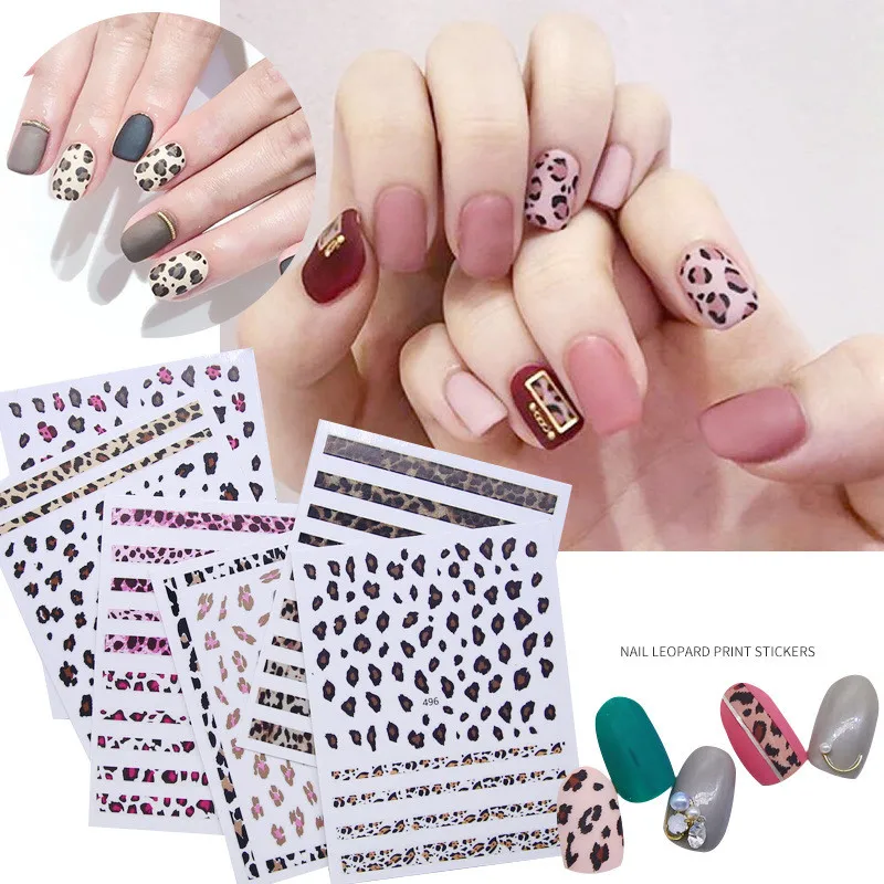 1 лист с леопардовым принтом животными стикеры 3D на ногти Nail Art Self клейкие