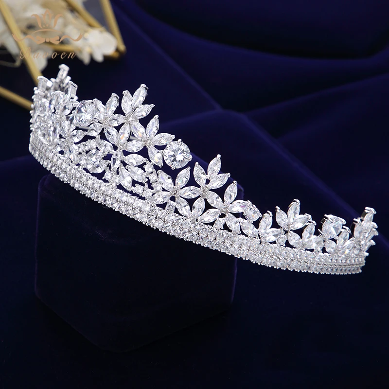 Bavoen, высокое качество, королевские сверкающие циркониевые тиары для невесты, корона с серебряными кристаллами, свадебные повязки для волос, головной убор, свадебные аксессуары для волос