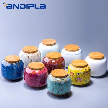 

Natural Bamboo Lid Tea Caddy Portable Travel Tea Cans Multicolor Tea Canister Sealed Storage Bottles Spice Food Jars Home Decor