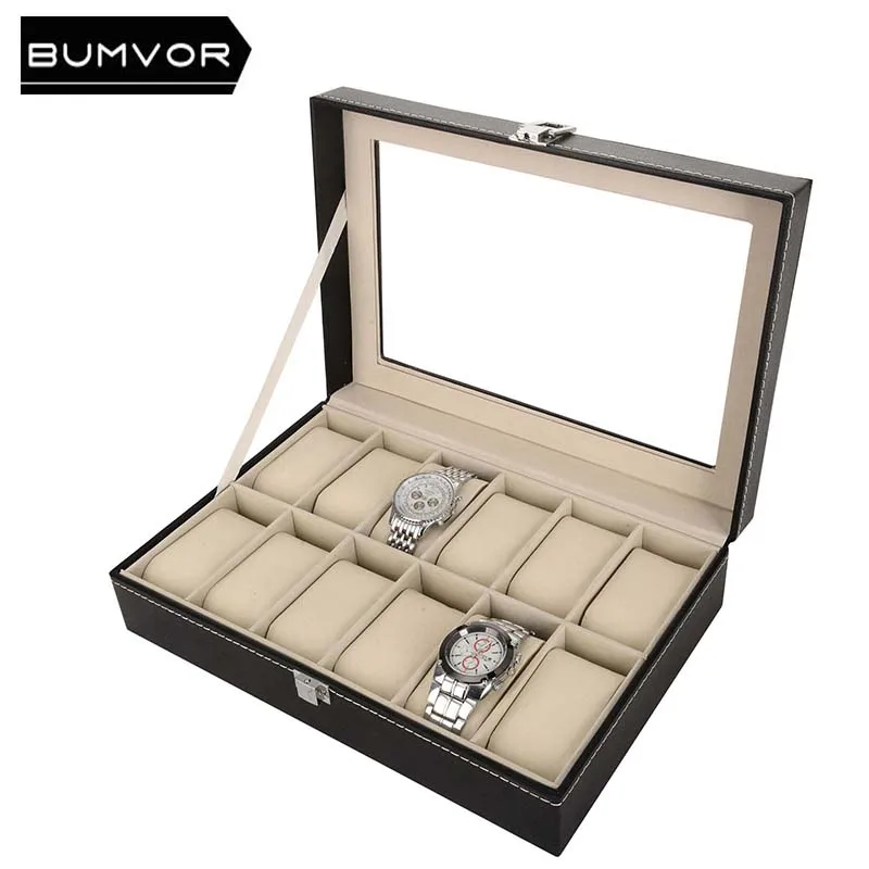 

12 Slots Grid Crocodile Pattern Watch Box Fashion PU Leather Men's and Women's Watch Storage Box Fashion Jewelry Mechanical Wat