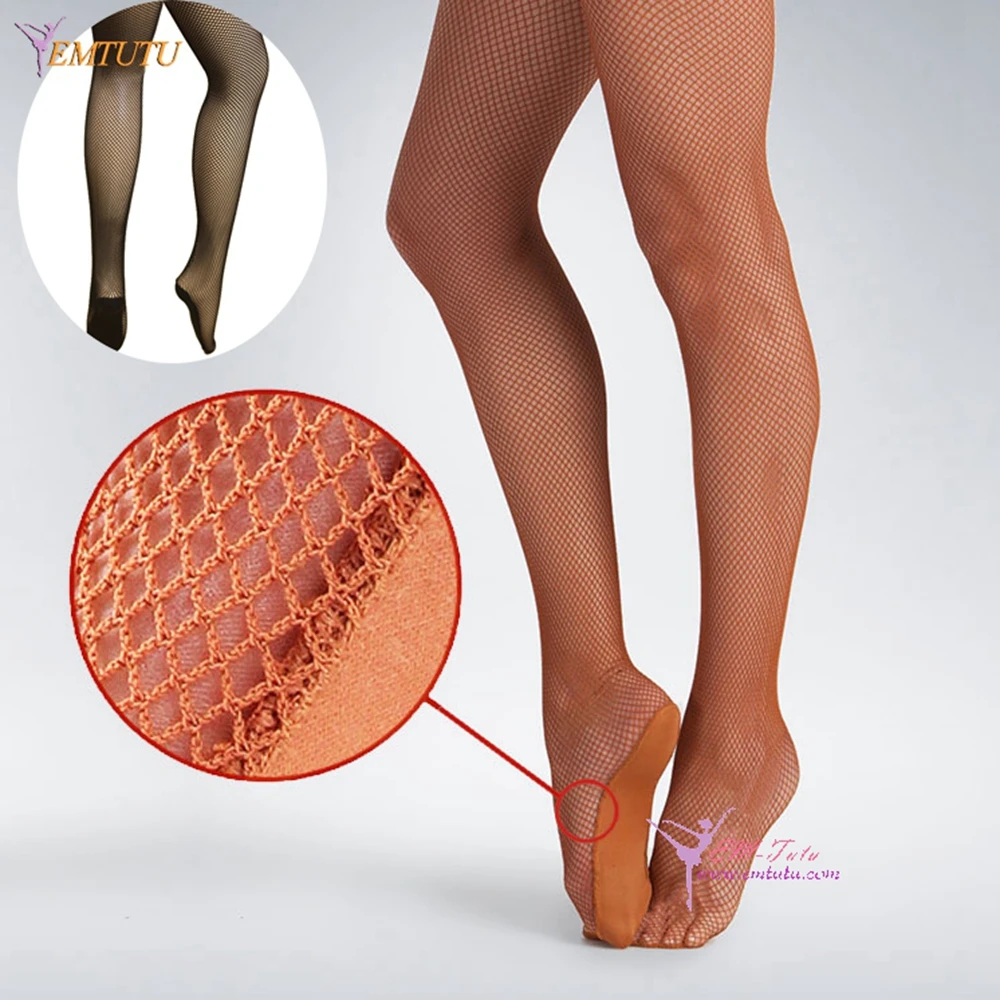 Ballroom Salsa Samba Latin Professional Fishnet Dance Tights Tan Toffee  Caramel Black Hard Yarn Fishnet Tights Pantyhose