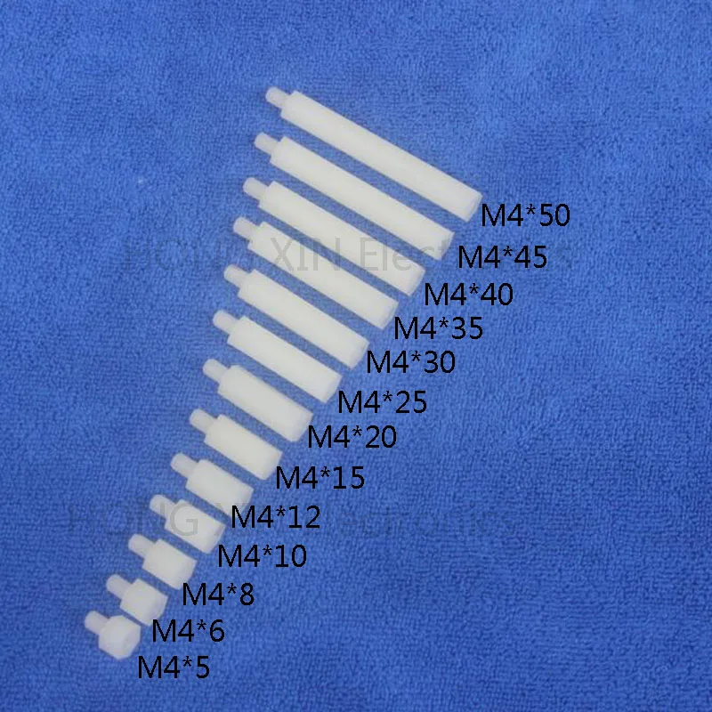 M4* 50+, защита от ультрафиолета, 6 белых 1 шт. нейлоновые гайки Spacer Стандартный M4 Пластик мужского и женского 50 мм набор изоляторов Ремонтный Комплект Высокое качество