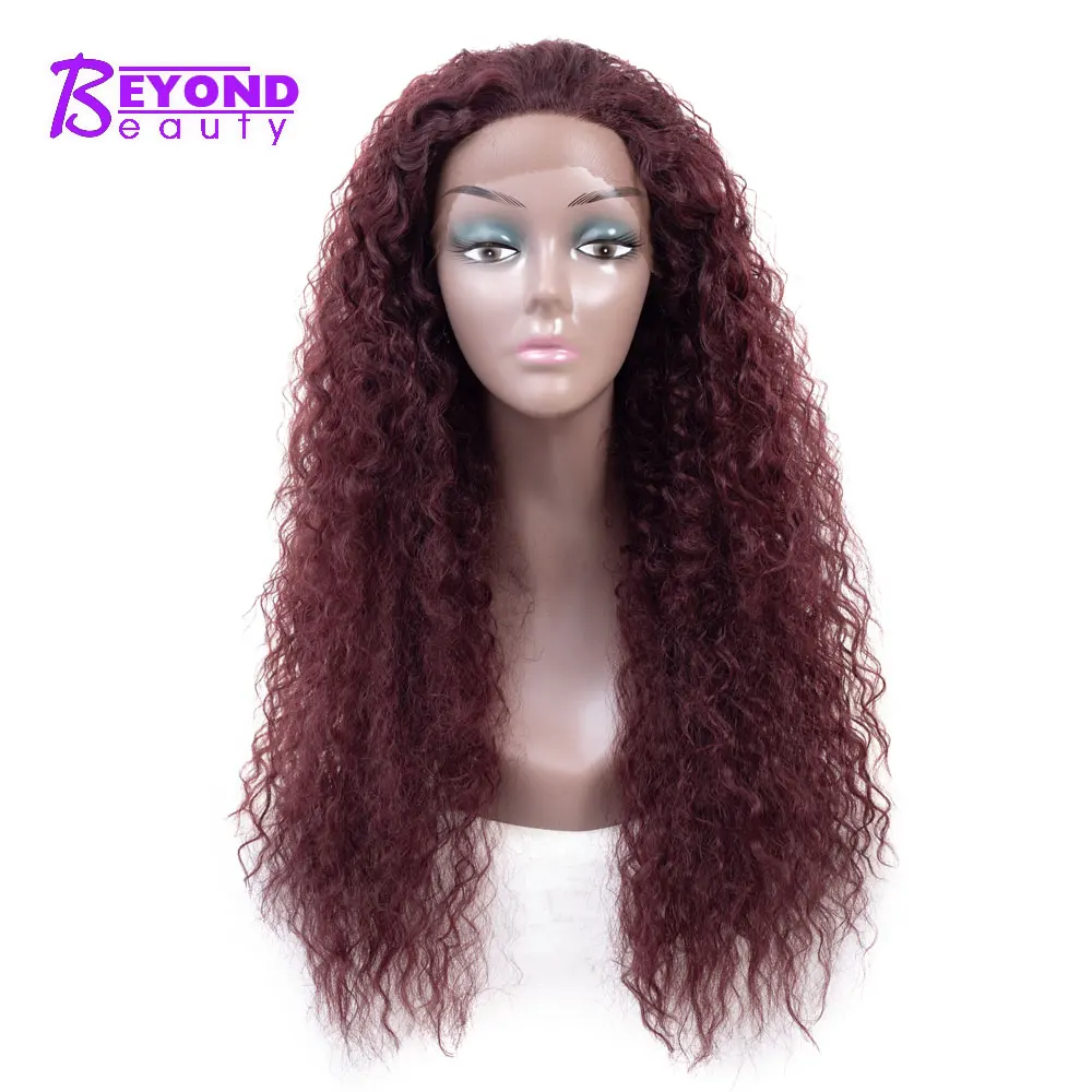

13*4 lace Front wig synthetic Baby Hair Beyond Beauty Brown Water Wave Synthetic Lace Front Wig For Women Black