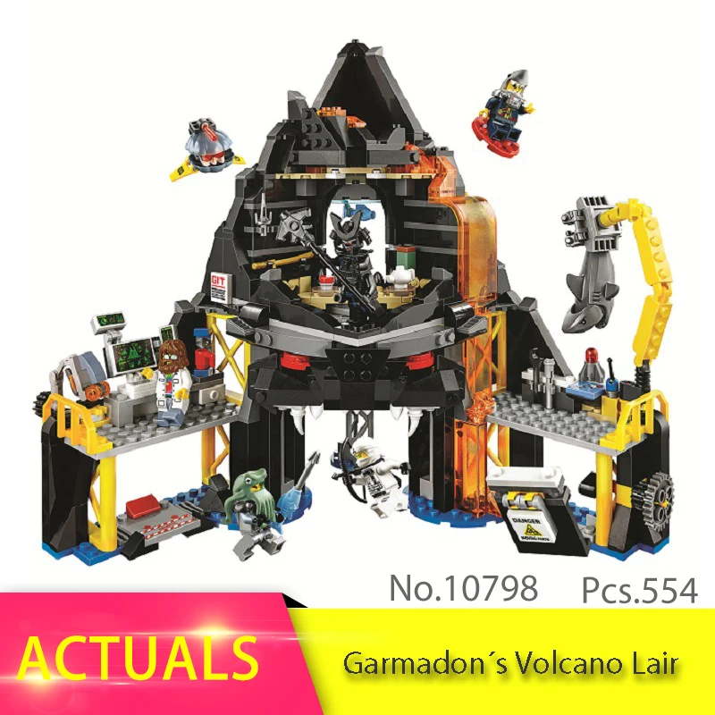 Legoing 70631 554 шт. Ninjago серии Garmadon вулкан Lair Модель Building Block Кирпич игрушка для детей
