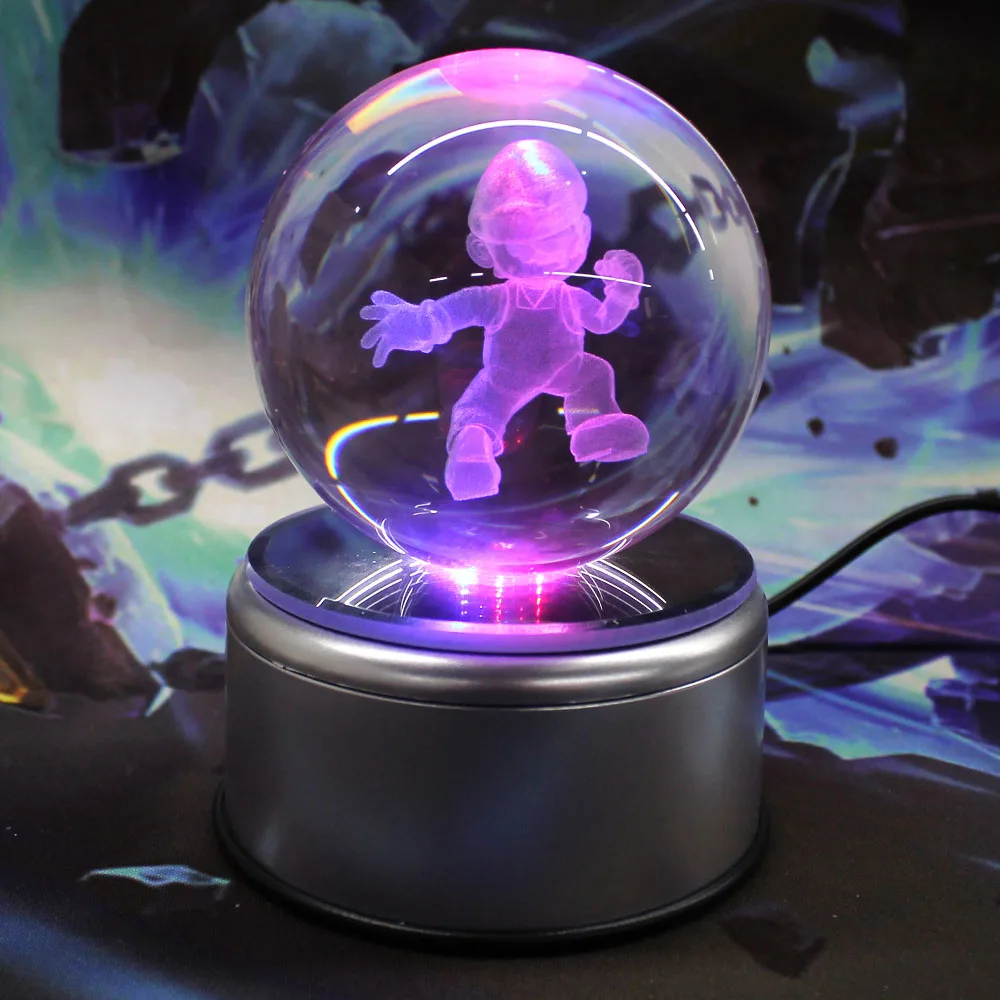 Frieza 3D лампа с хрустальным шаром Звезда смерти Железный человек стеклянный шар гравировка круглый с светодиодный красочный вращающийся