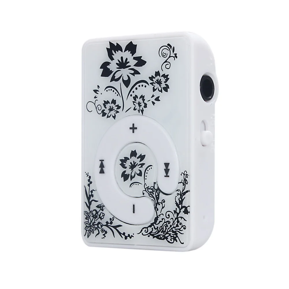 Del Mini Clip Flower Pattern MP3 Player Music Media Support Micro SD TF