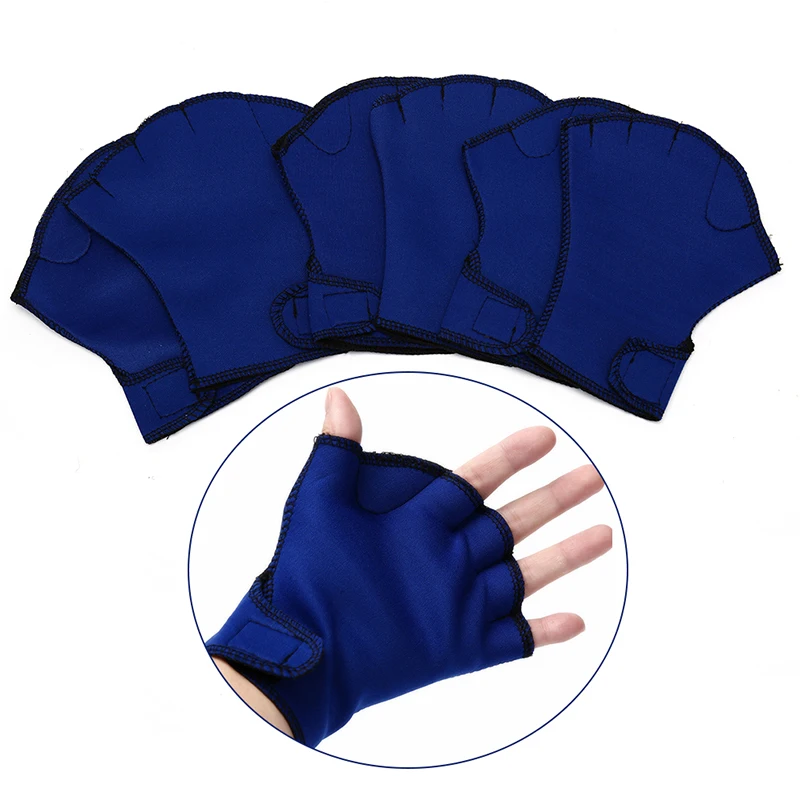 1 Pair New Swimming Gloves Aquatic Fitness Water Resistance Aqua Fit Paddle Training Fingerless