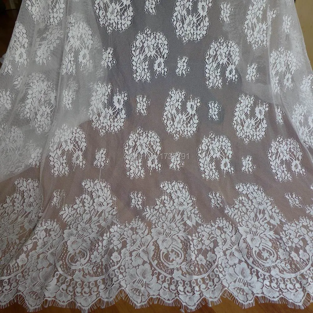 1845 10 De Réductiontissu De Cils Chantilly De 3 Mètres En Blanc Pour Robe De Mariée Voile De Mantille Bustier Haut En Dentelle Robe De